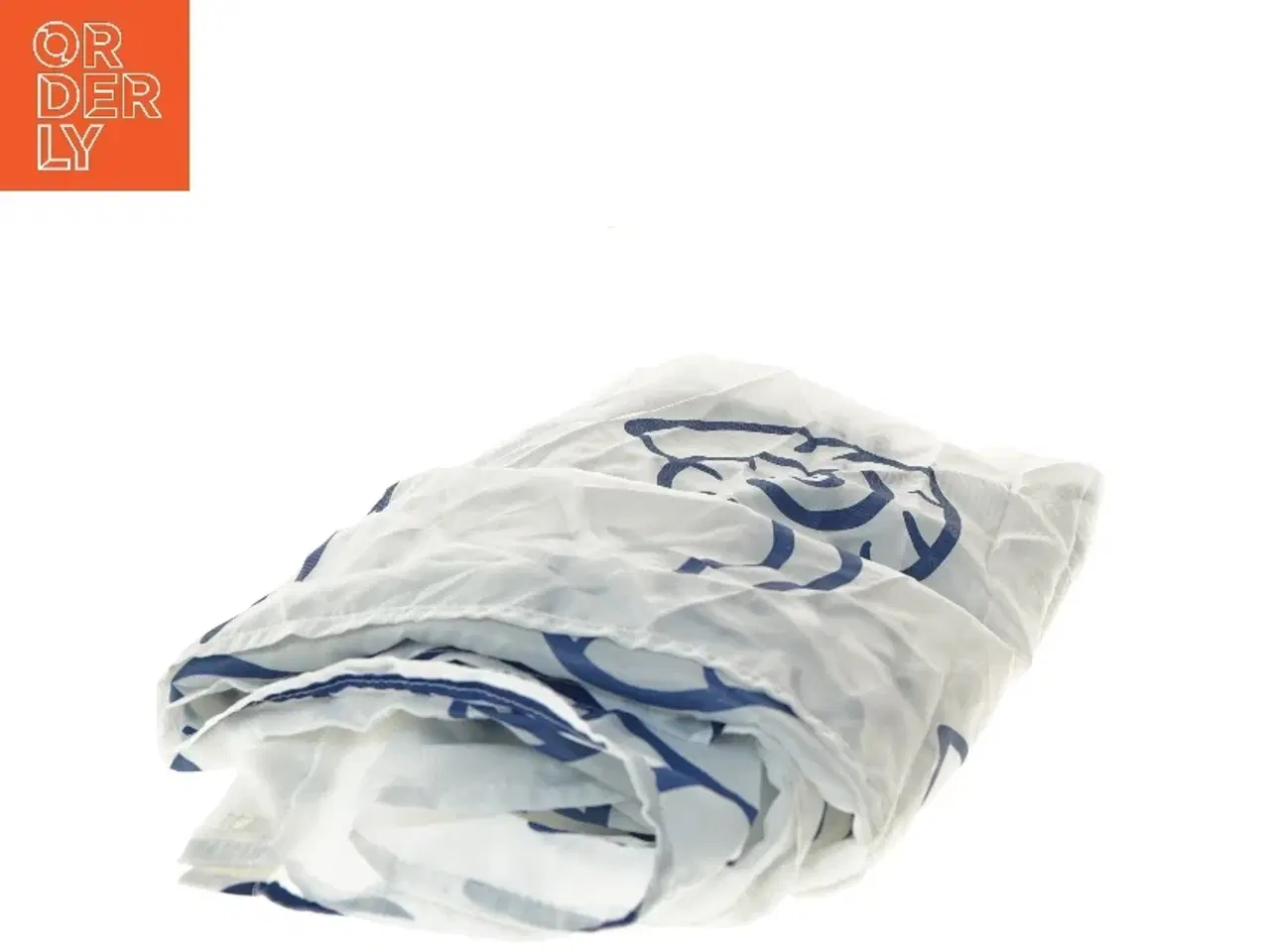 Billede 3 - Hvidt gardin med blå skaldyrsmønster (str. 110x190 cm)