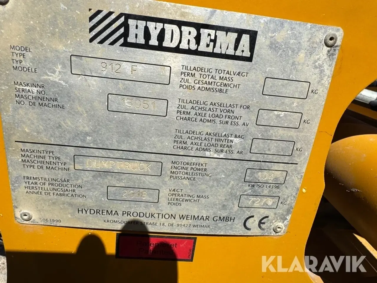 Billede 5 - Dumper Hydrema 912F