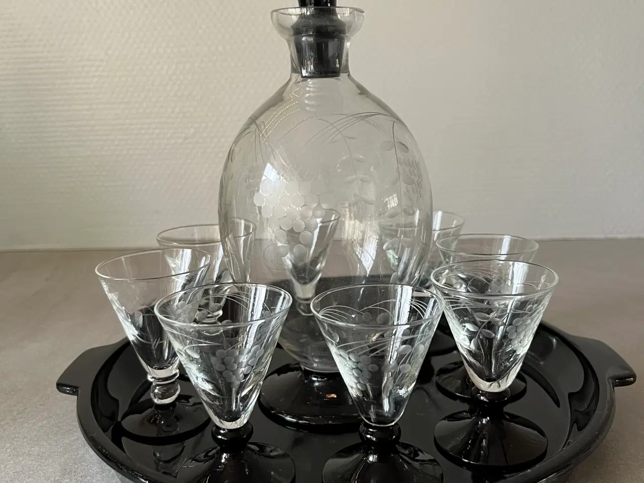 Billede 3 - Bakke med karaffel og 8 glas