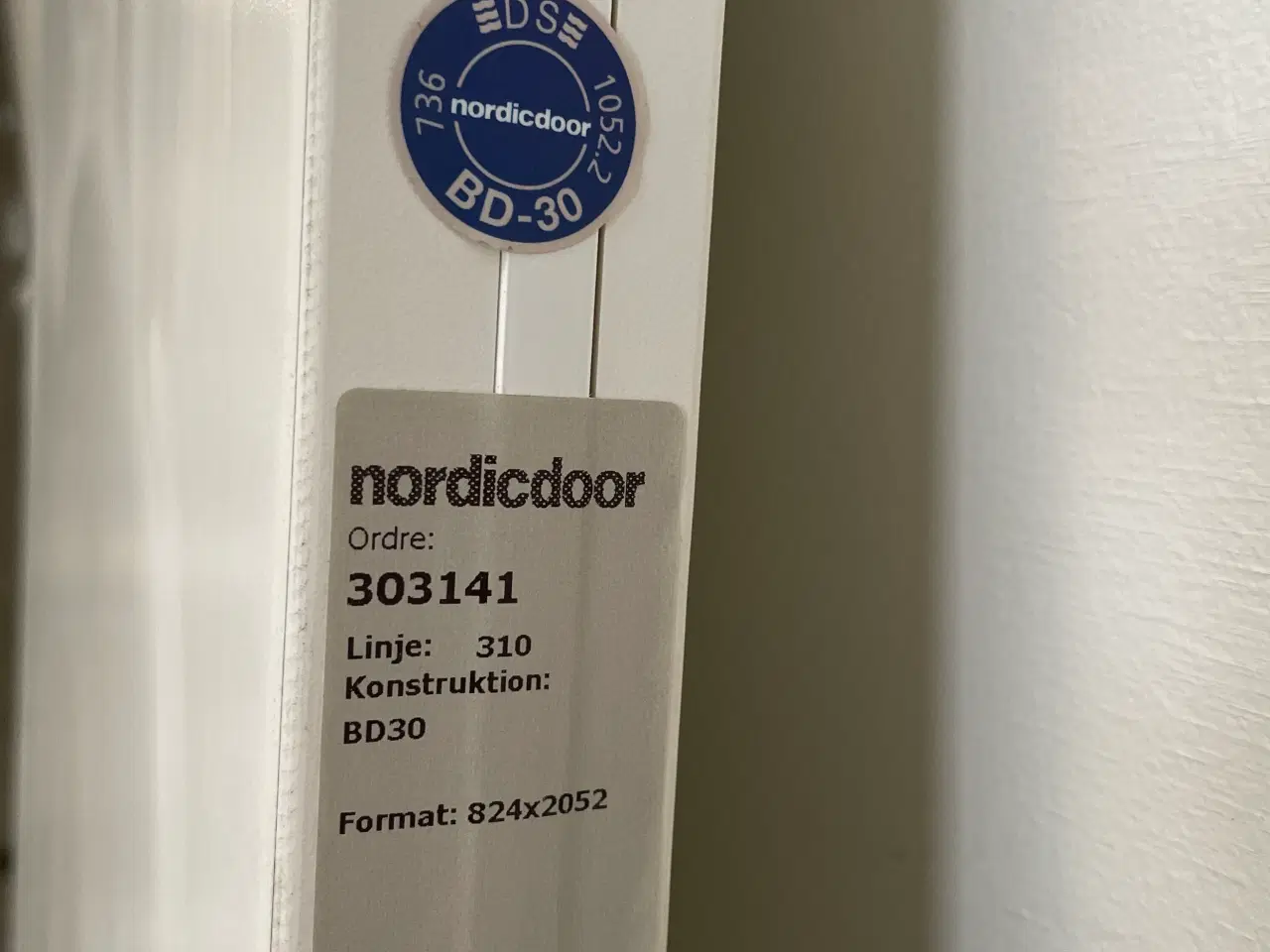 Billede 4 - Nordicdoor branddør bd30, 824x40x2052mm, højrehængt, hvid