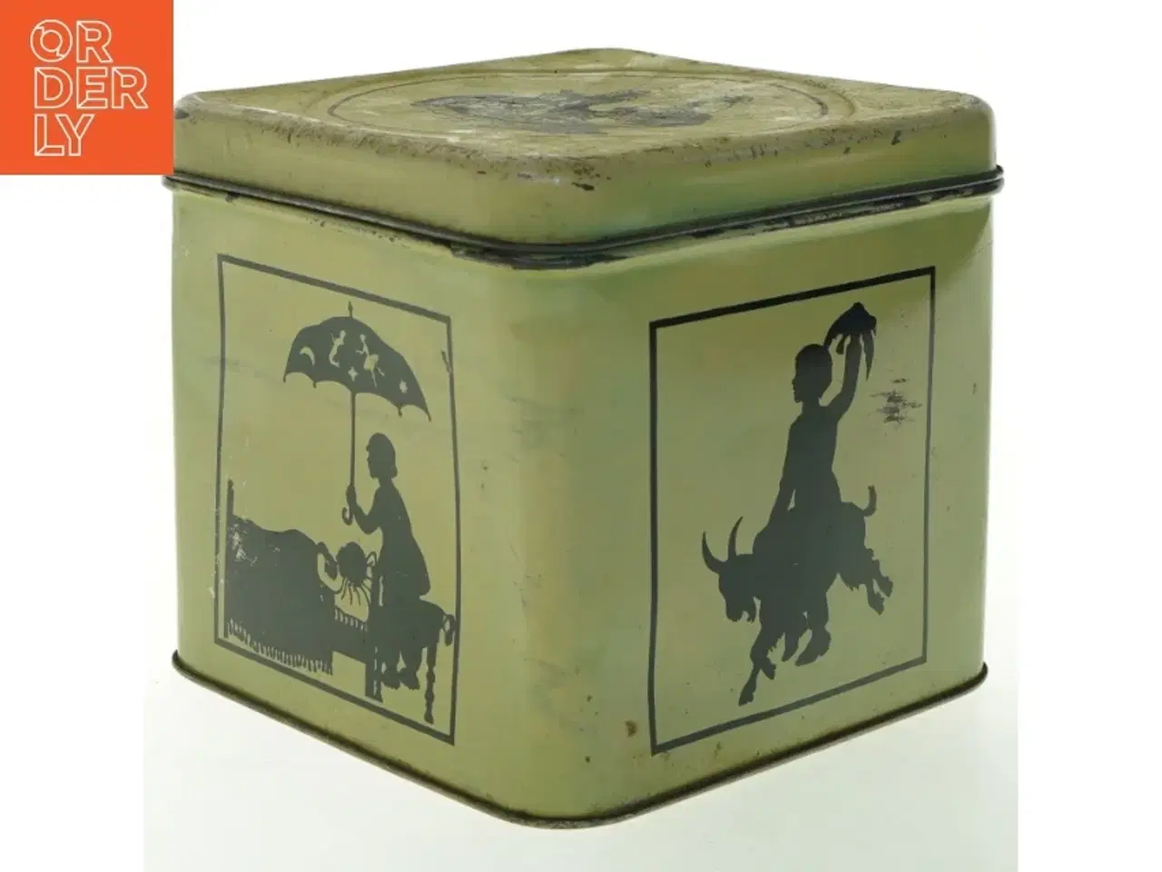 Billede 1 - Vintage H. C. Andersen metal opbevaringskasse (str. 18x18 cm)