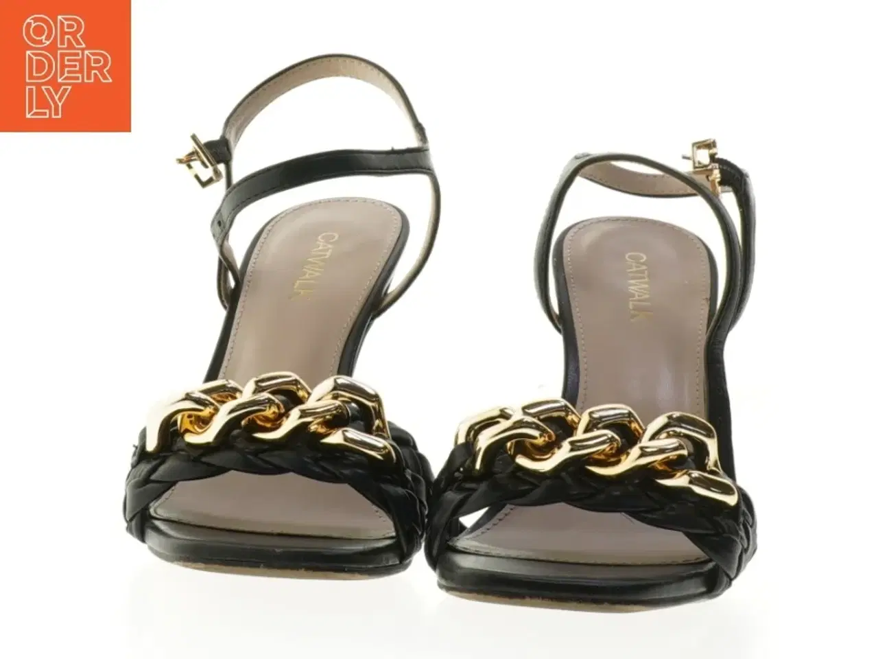 Billede 4 - Sort højhælet sandal med guld kæde detalje fra Catwalk (str. 38 )