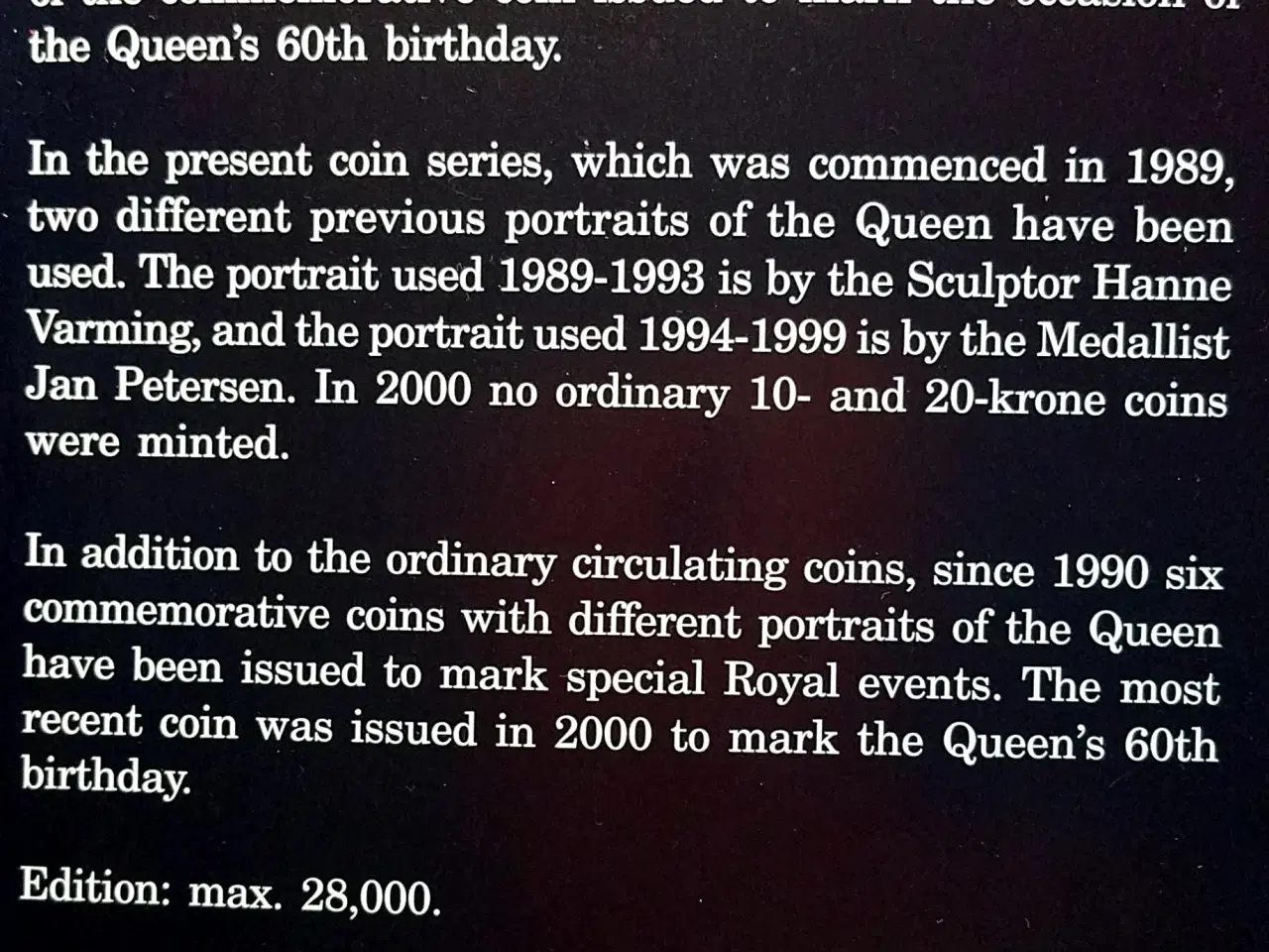 Billede 4 - DET KGL MØNTSÆT 2001 OPLAG 28.000 Stk! MARGRETHE 