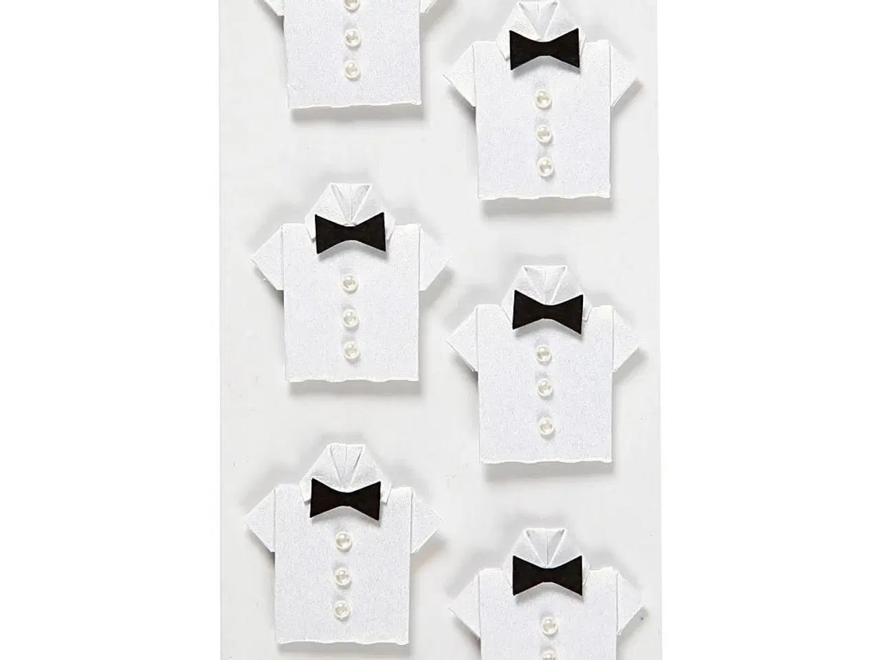 Billede 1 - Skjorte Stickers 33x35 mm - 6 stk. Hvide Dekorationer