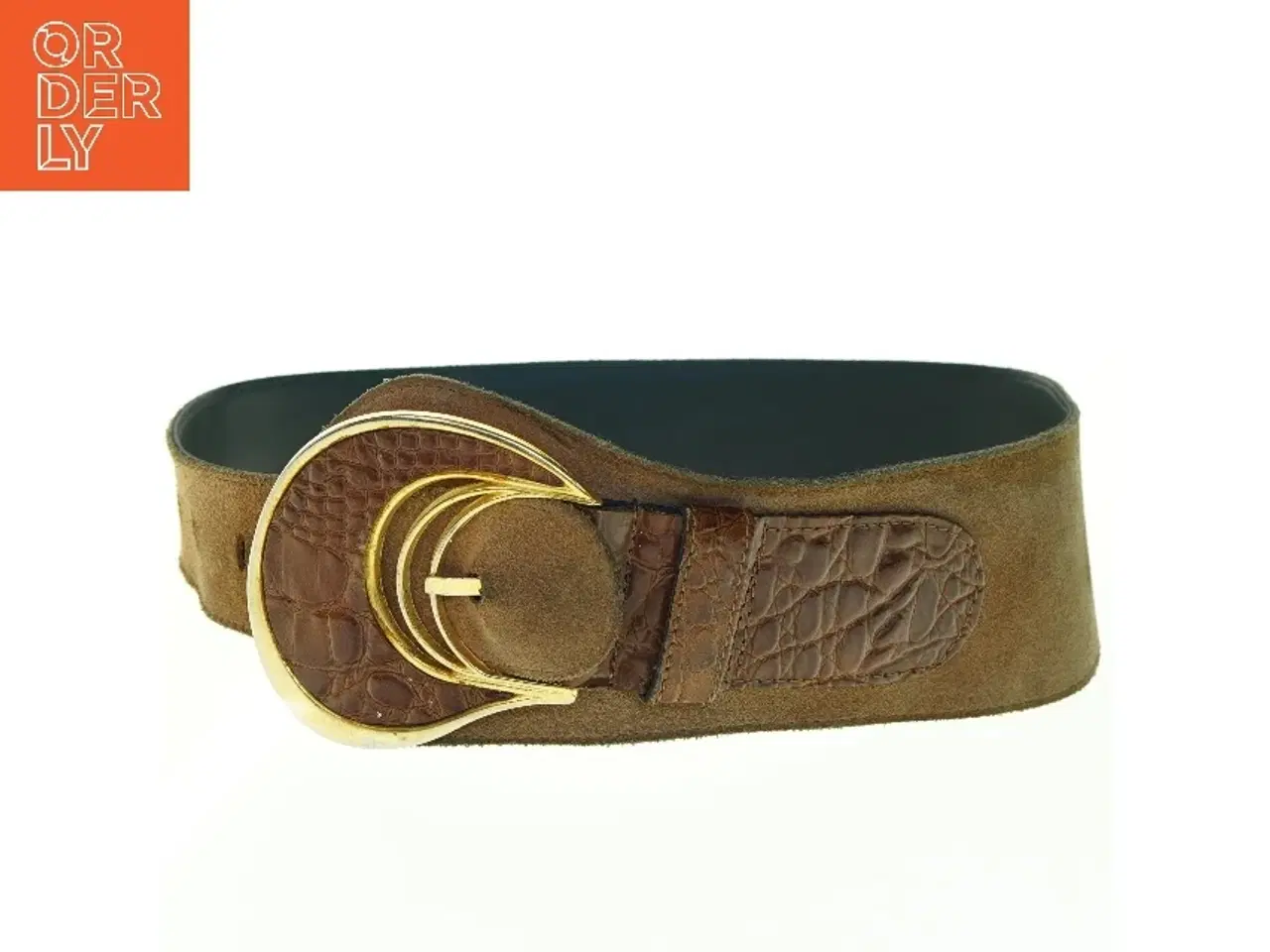 Billede 1 - Læderbælte med guldspænde (str. Længde, 75 cm. b. 5 - 10 cm)
