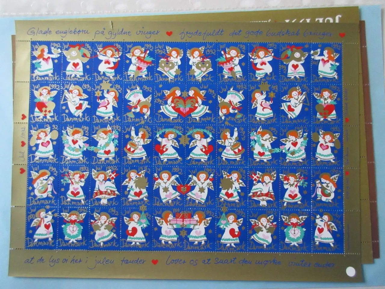 Billede 1 - Julemærke ark 1992 u foldet kvalitet
