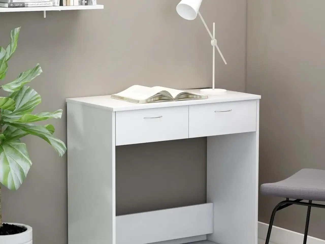 Billede 1 - Skrivebord 80x40x75 cm konstrueret træ hvid