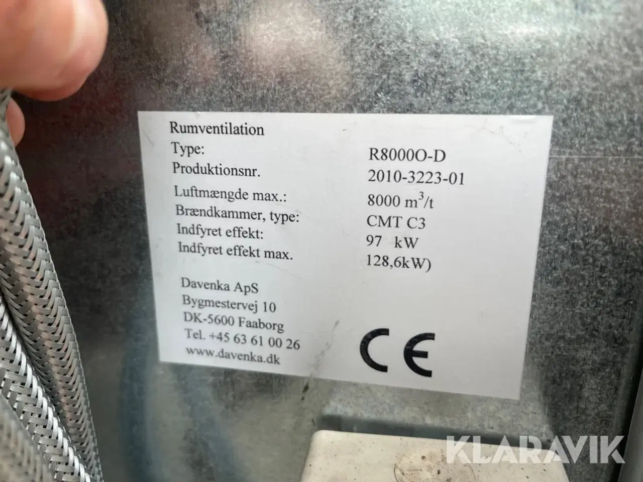 Billede 10 - Ventilationsanlæg med Diesel Fyr Davenka R8000O-D