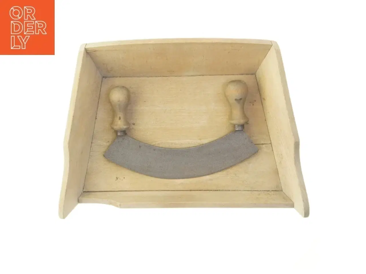 Billede 1 - Træ urte hakkebræt med mezzaluna (str. 36x21 cm)