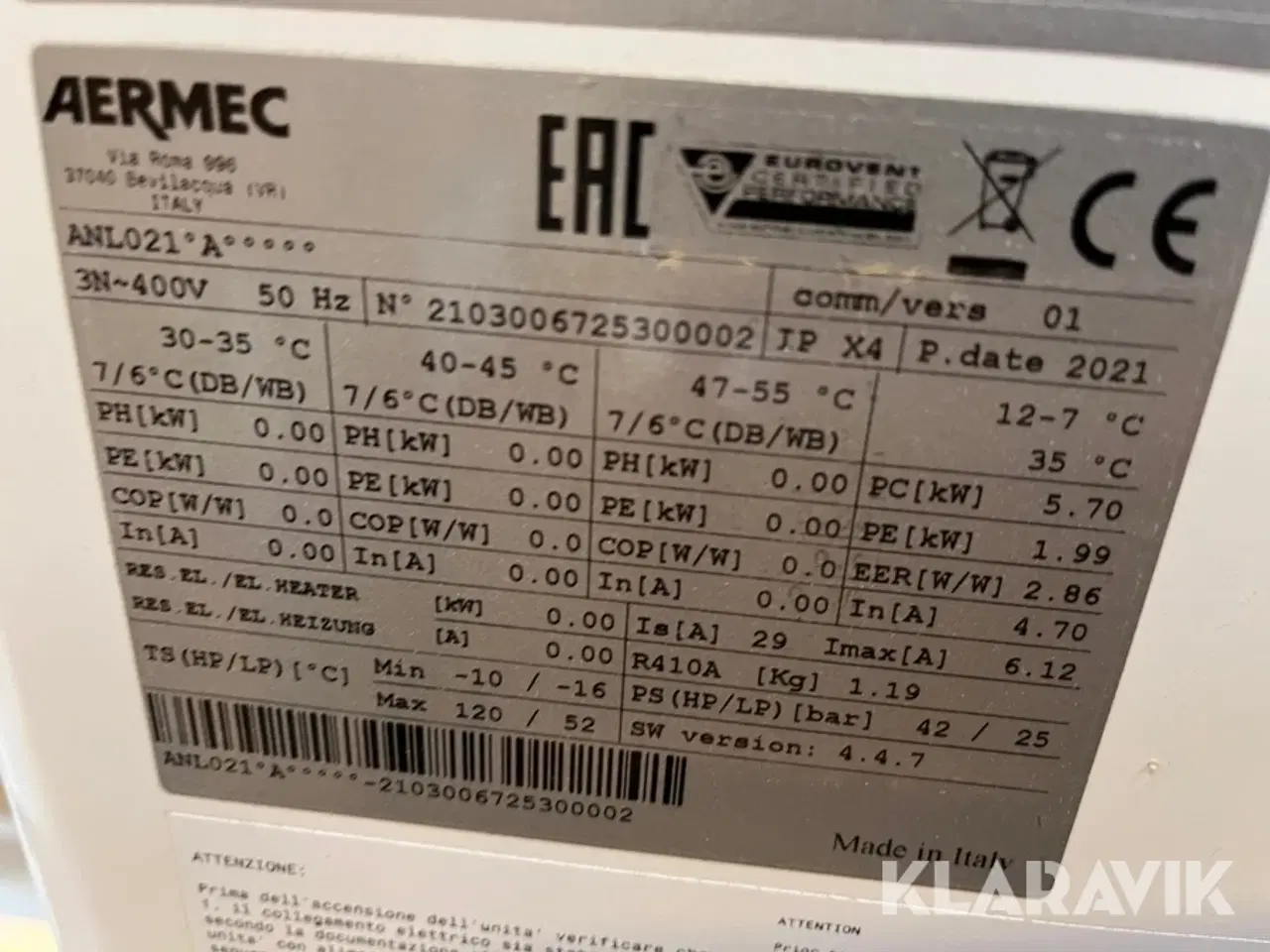 Billede 6 - Kølemaskine AERMEC ANL/ANL-C 021-202