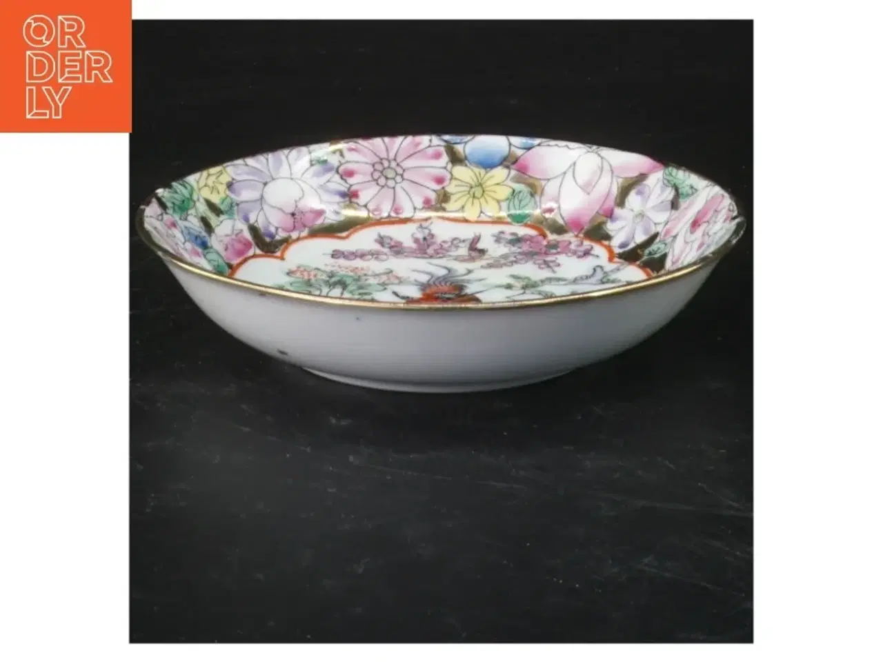 Billede 3 - Macau, Rooster-serien Håndmalet Dekorative skåle med blomstermotiv (str. Ø 14,5 cm og ø. 18,5 cm)