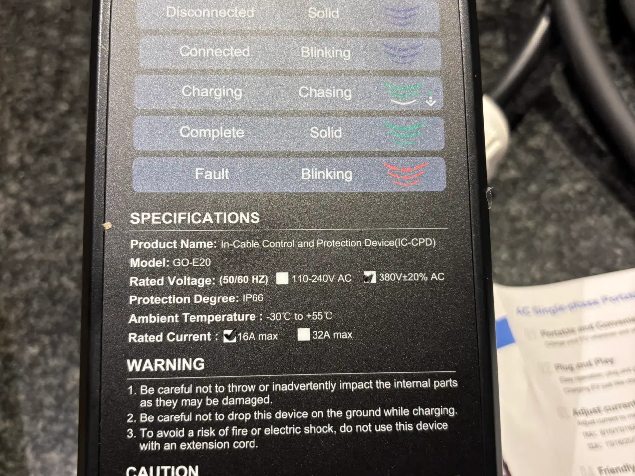 Billede 3 - Oplader til el-bil, 16A, 3 faser, til type 2