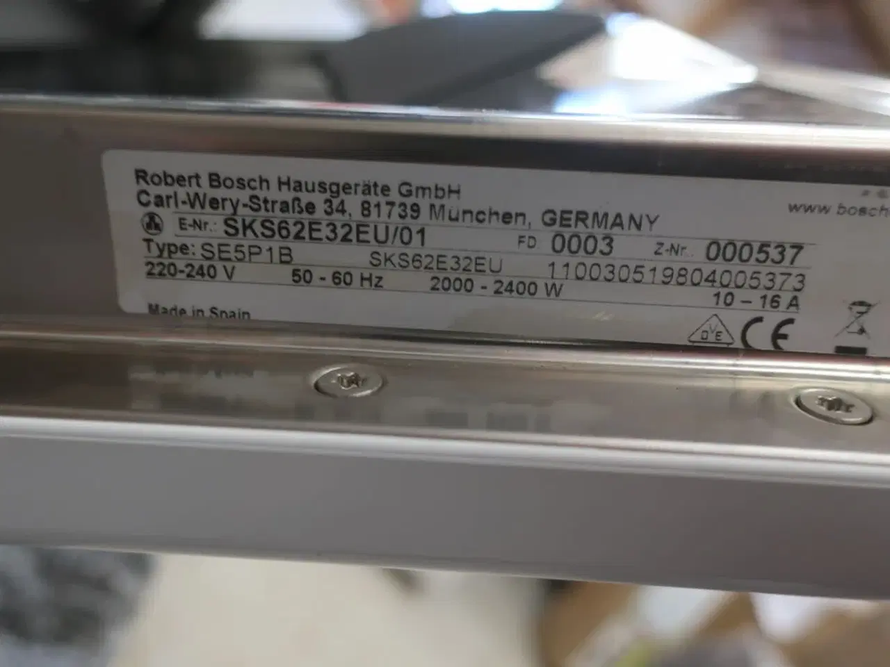 Billede 6 - Opvaskemaskine BOSCH SE5P1B (bemærk skade)