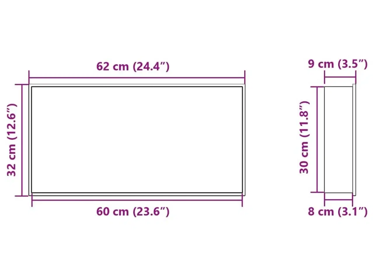 Billede 8 - Brusehylde 62x32x9 cm rustfrit stil matsort