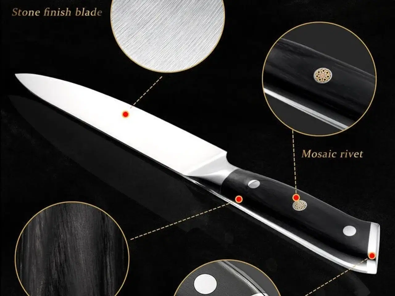 Billede 4 - Universalkniv – 5Cr15MoV rustfrit stål – Pakka træskaft