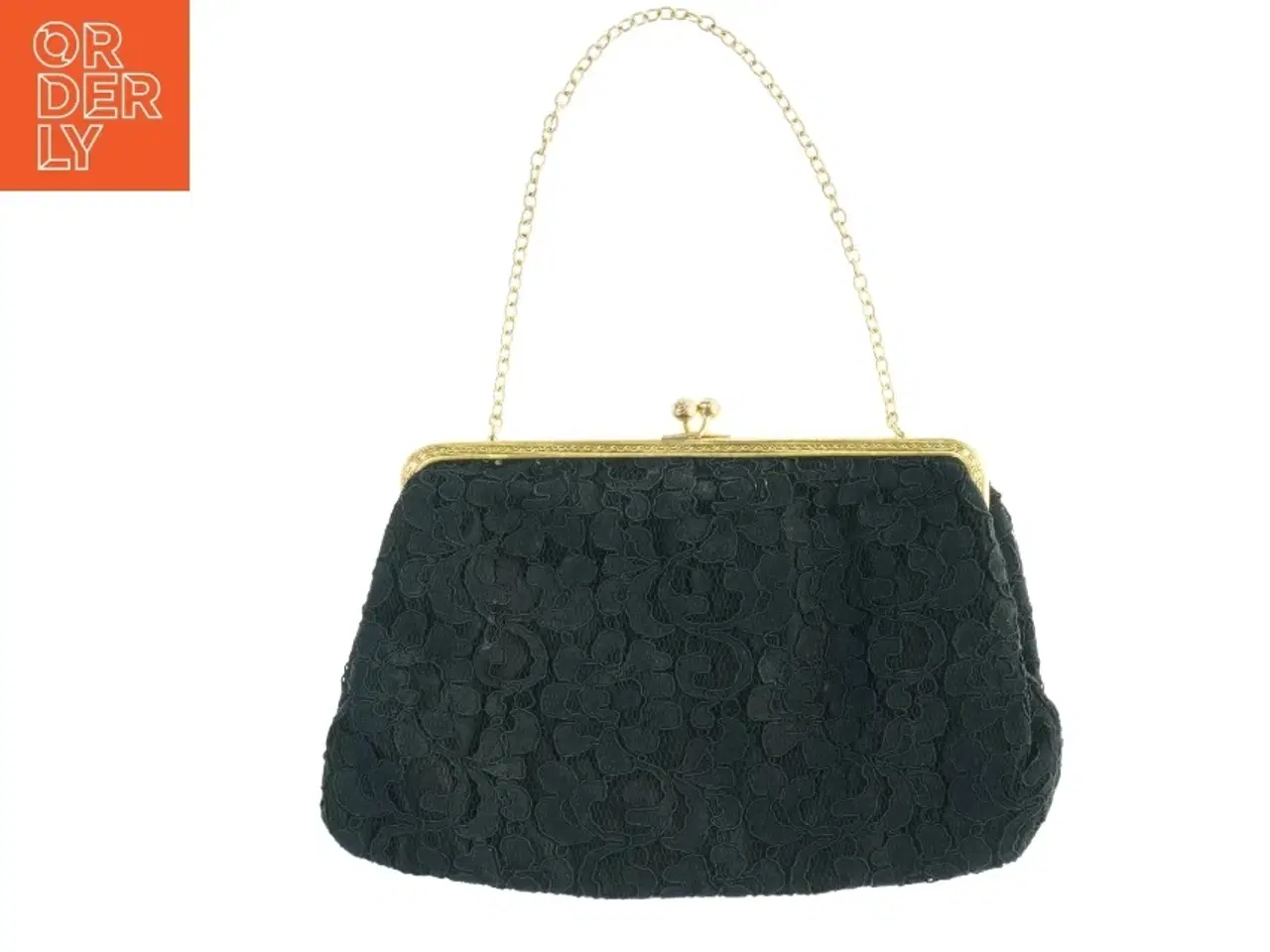 Billede 3 - Sort aftenclutch med gylden kæde (str. 25x16,5 cm)