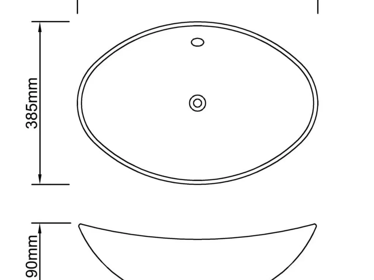 Billede 7 - Håndvask keramisk oval med overløb 59 x 38,5 cm