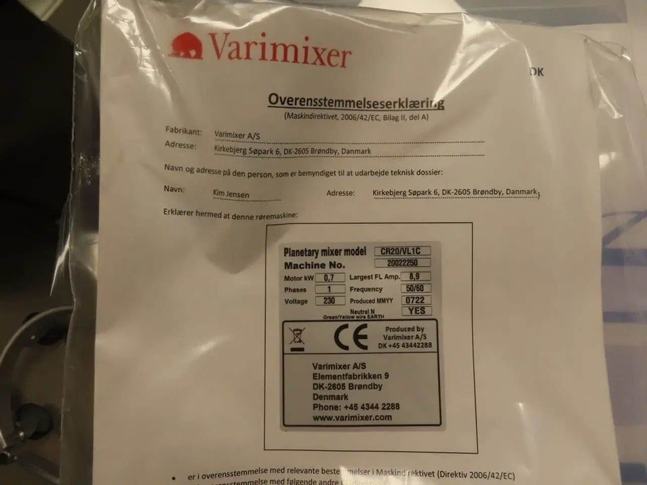 Billede 4 - Røremaskine VARIMIXER CR20/VL1C inkl. Tilbehør (ubrugt maskine)