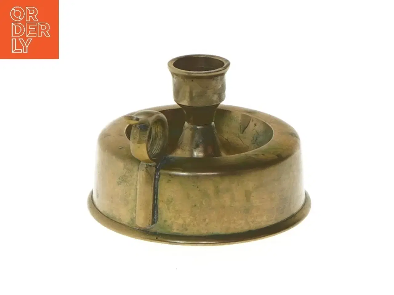 Billede 4 - Flot, antik messing lysestage med hank (str. Ø 10 cm)