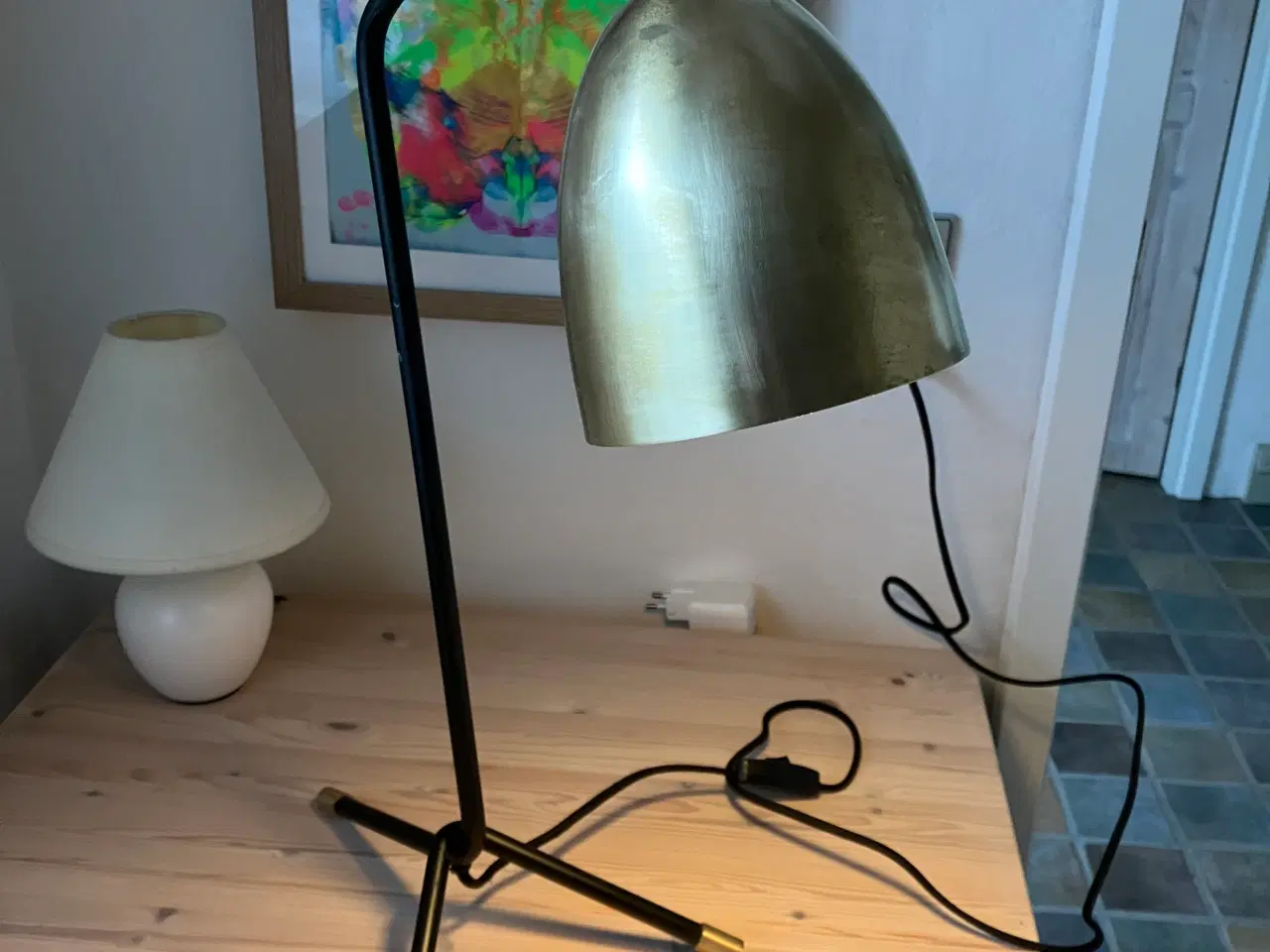 Billede 1 - Bordlampe med metal skærm