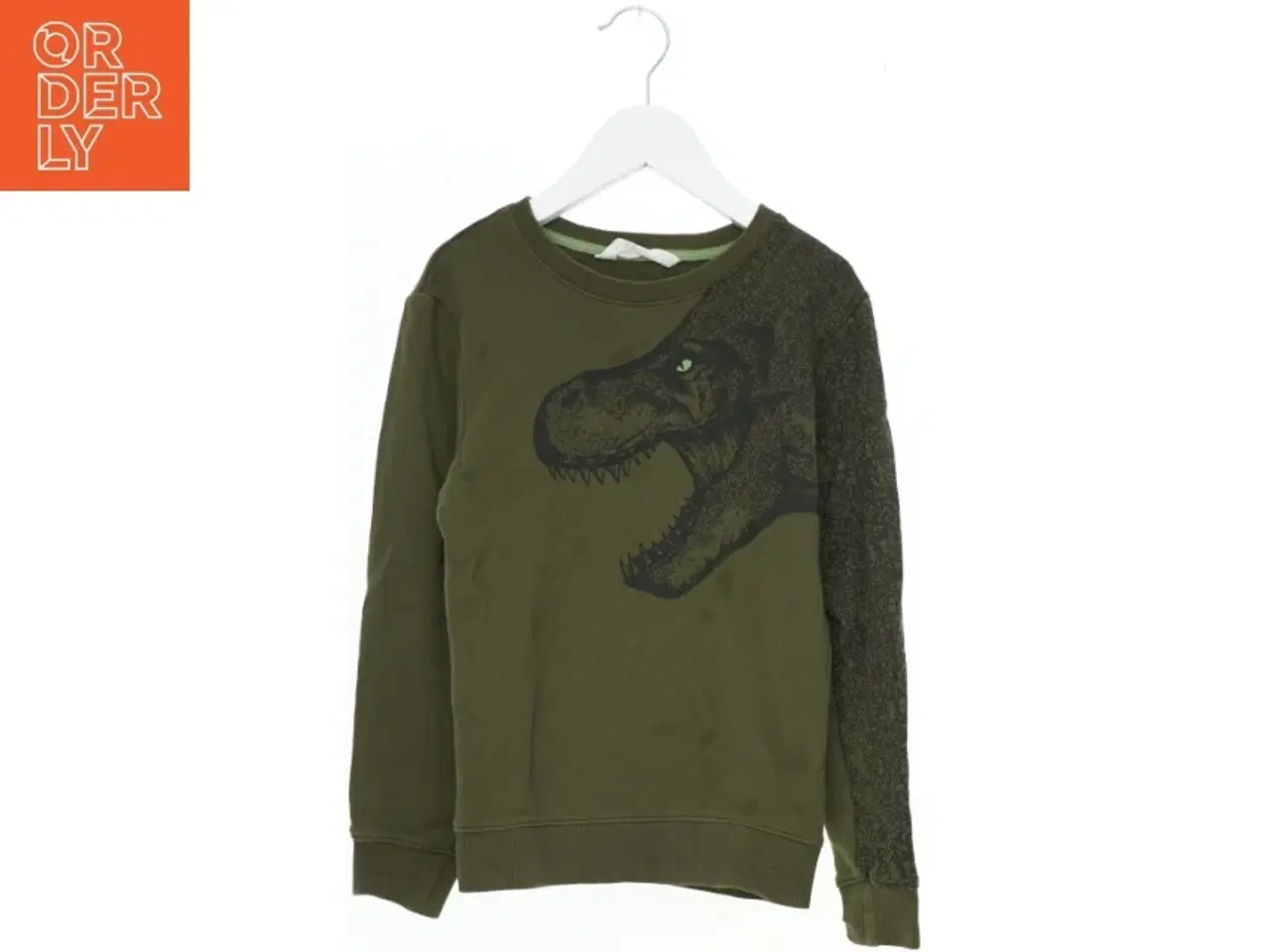 Billede 1 - Grøn dinosaur sweatshirt til børn fra H&M (str. 140)