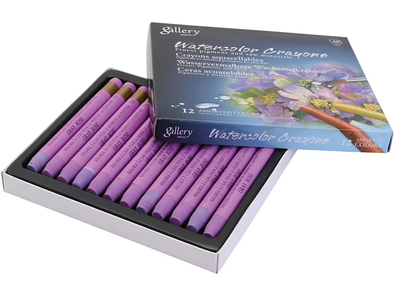 Billede 1 - Gallery Akvarelkridt, Grå & Rosa, 12 stk.