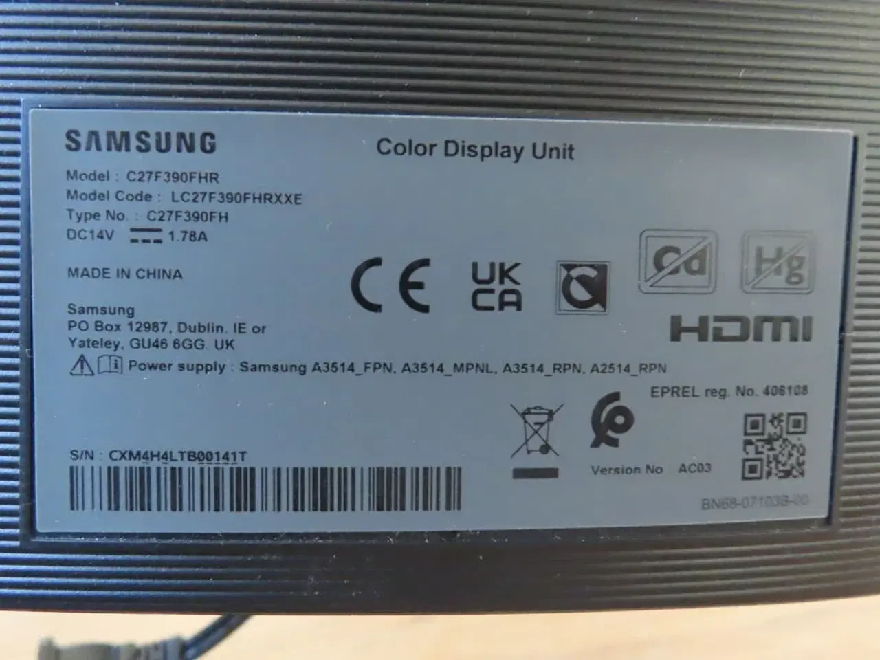 Billede 3 - 27" Computerskærm SAMSUNG C27F390FHR