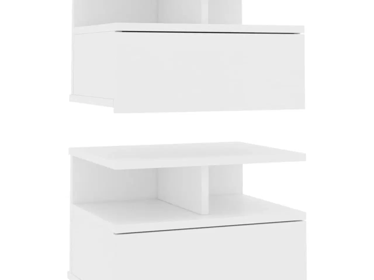 Billede 2 - Svævende natborde 2 stk. 40 x 31 x 27 cm konstrueret træ hvid