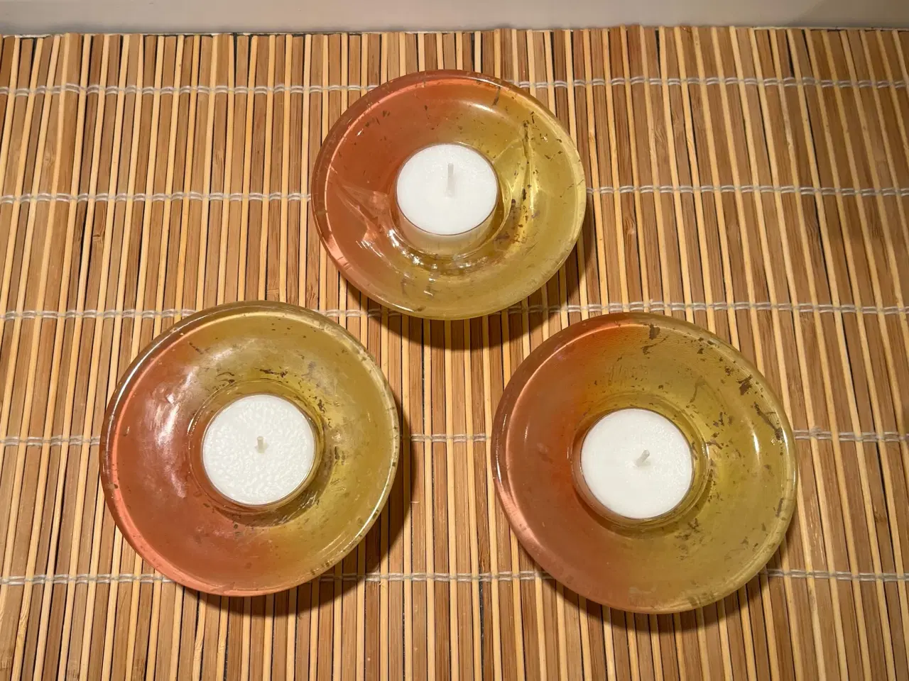 Billede 4 - Vintage - glas fyrfadsstager sæt i krakeleret oran