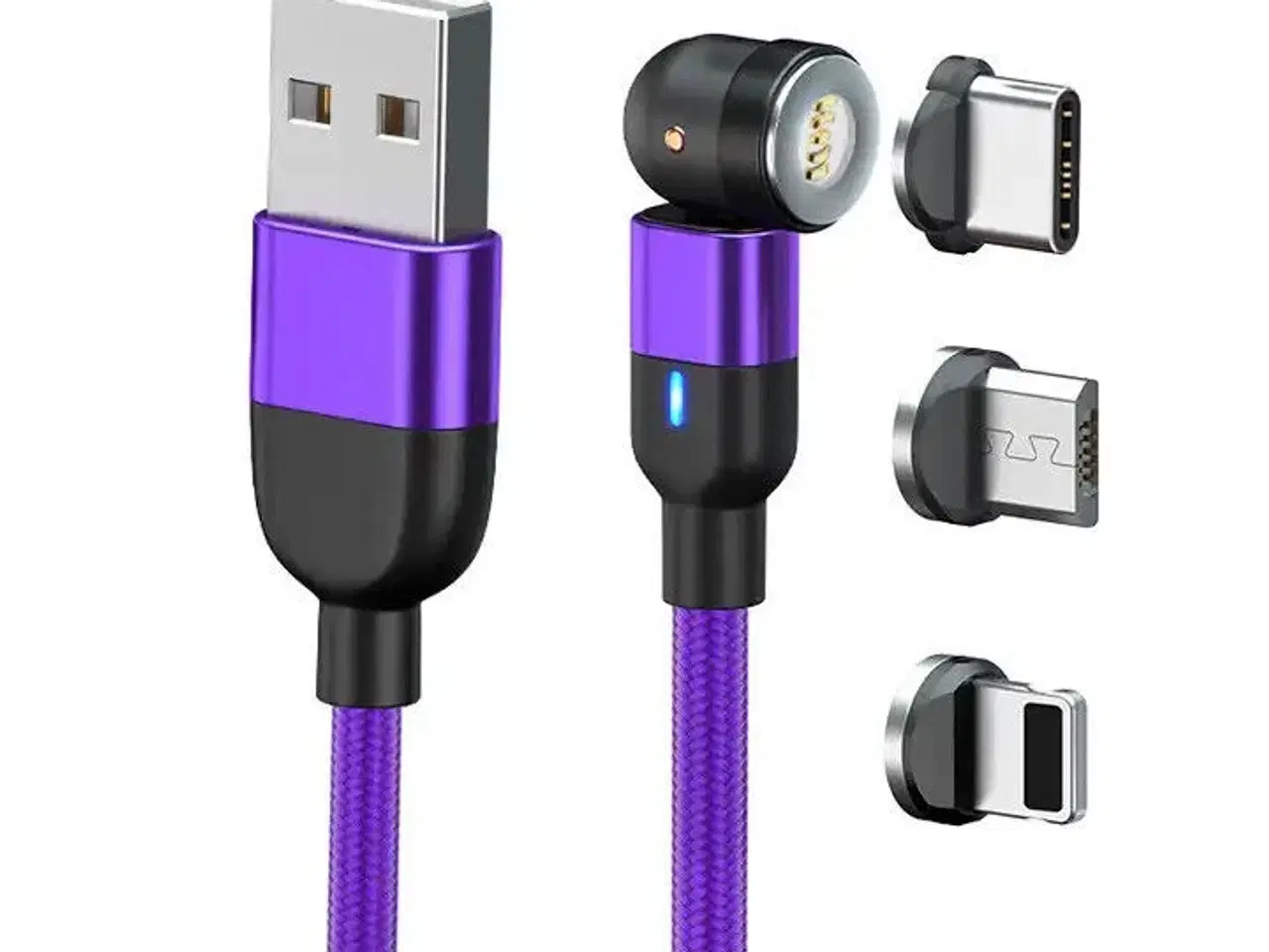 Billede 2 - Magnetisk ladekabel 3 in 1 iPhone Samsung 1m og 2m