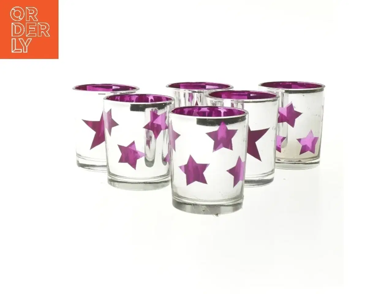 Billede 1 - 6 Stjernemønstrede fyrfadsstager (str. 6 stk Ø 5,5 cm længde 7 cm)