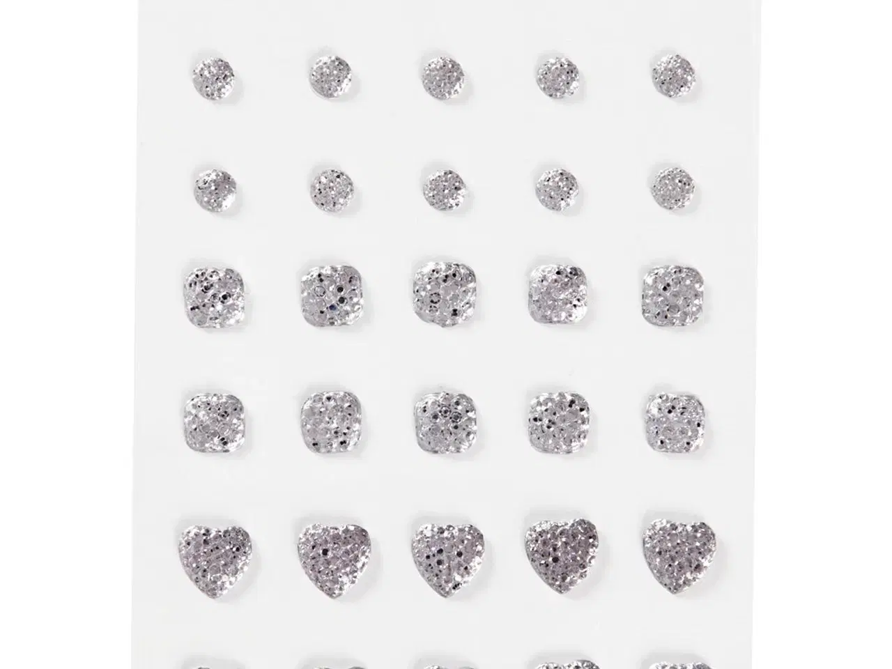 Billede 1 - Selvklæbende Rhinsten 35 stk. - Rund, Firkant, Hjerte