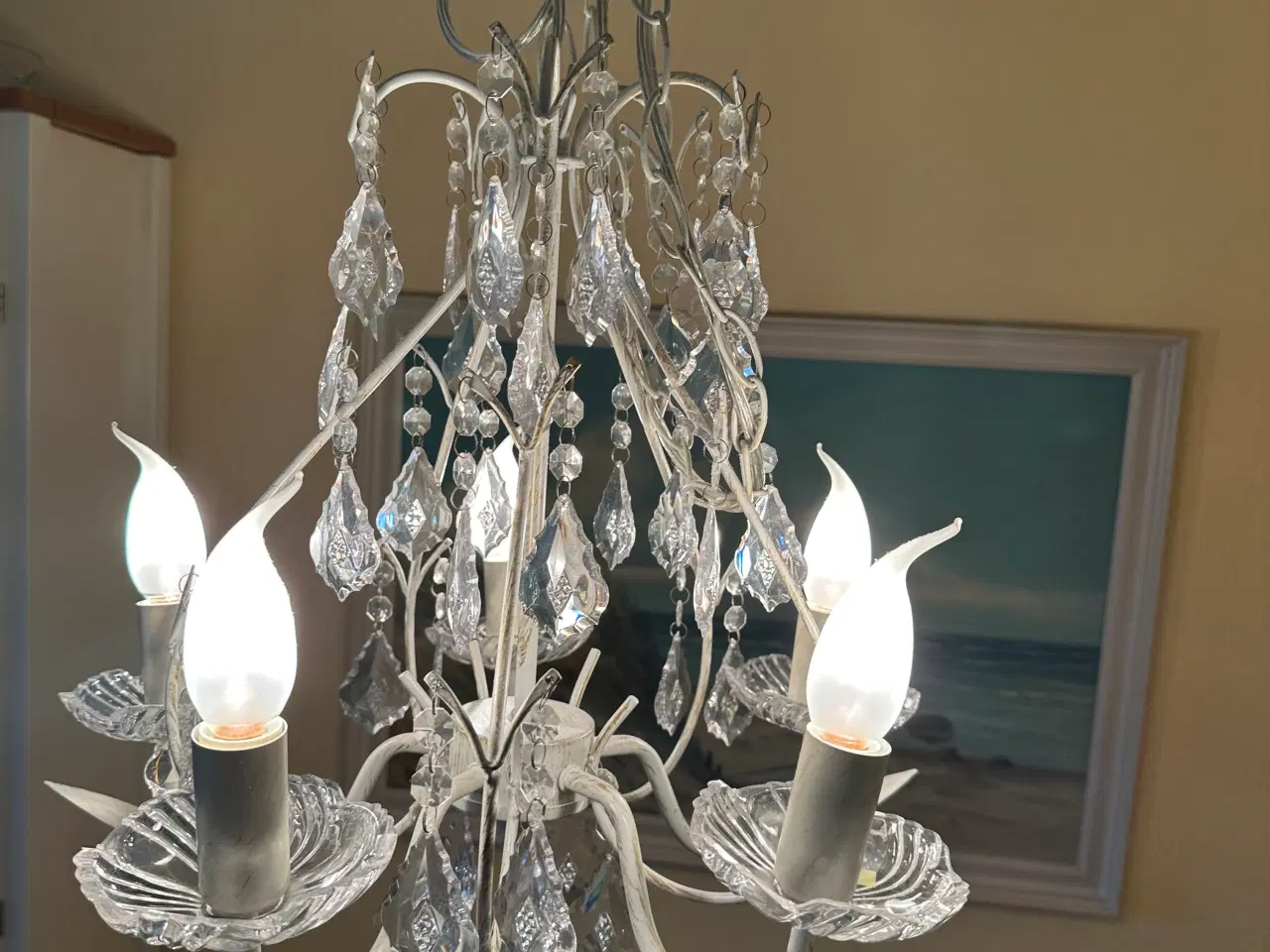 Billede 2 - Lysekrone i glas