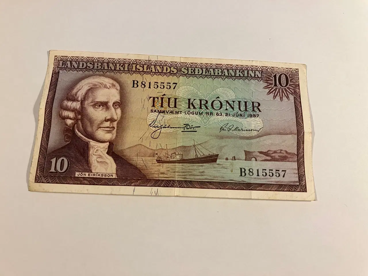 Billede 1 - 10 Kronur 1957 Iceland