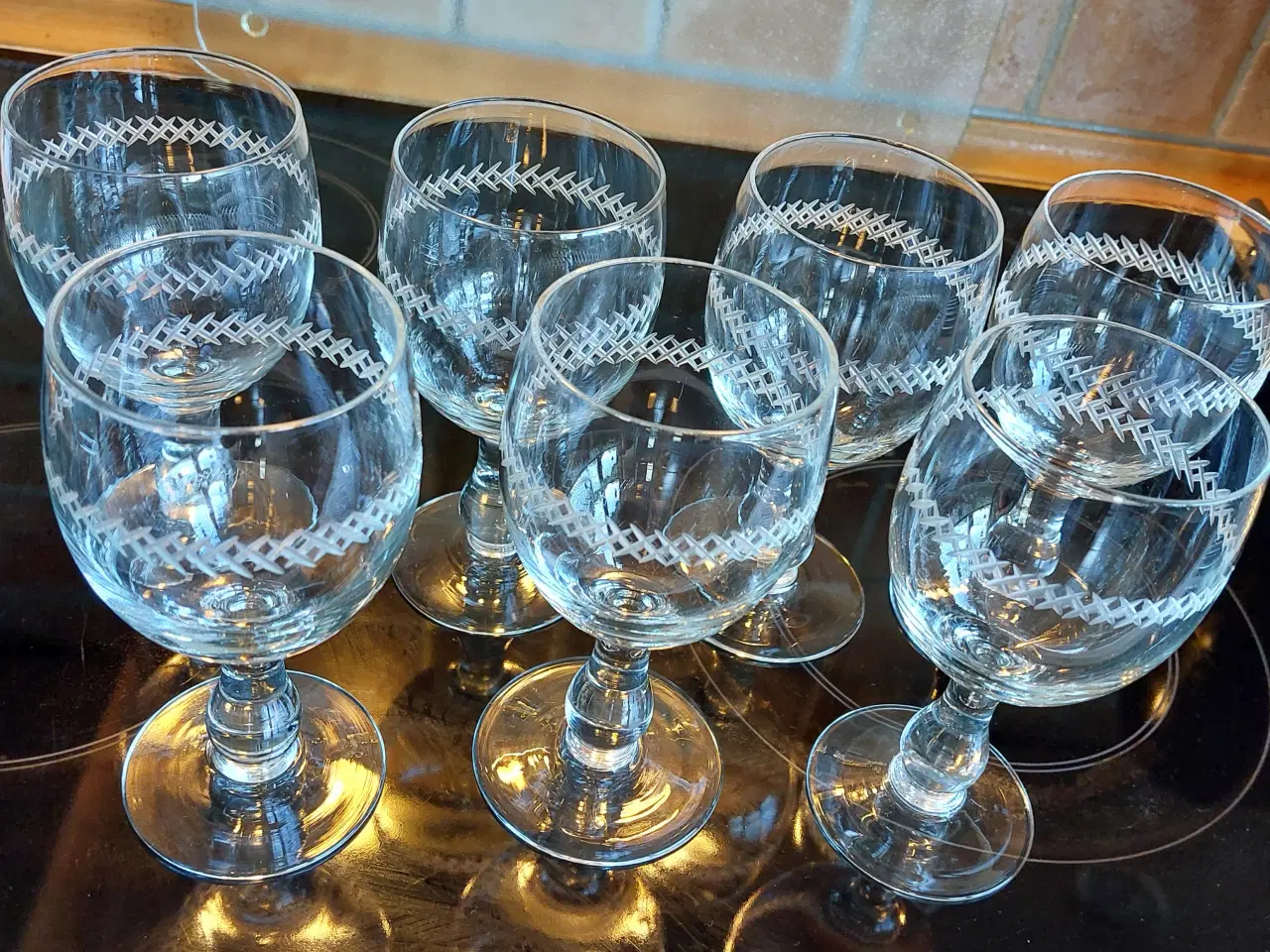 Billede 2 - 7 stk. X slebne ballonglas - Kastrup glasværk