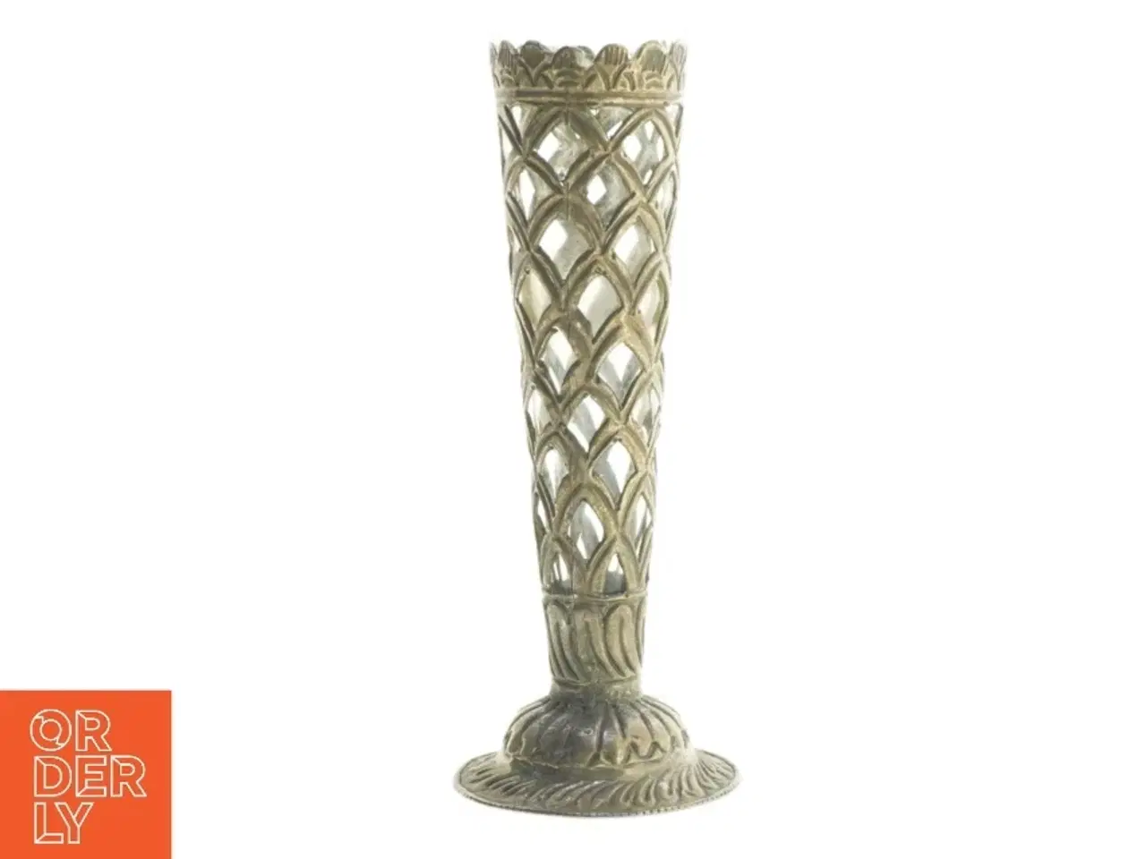 Billede 3 - Dekorativ vase i glas og metal (str. 24 cm)