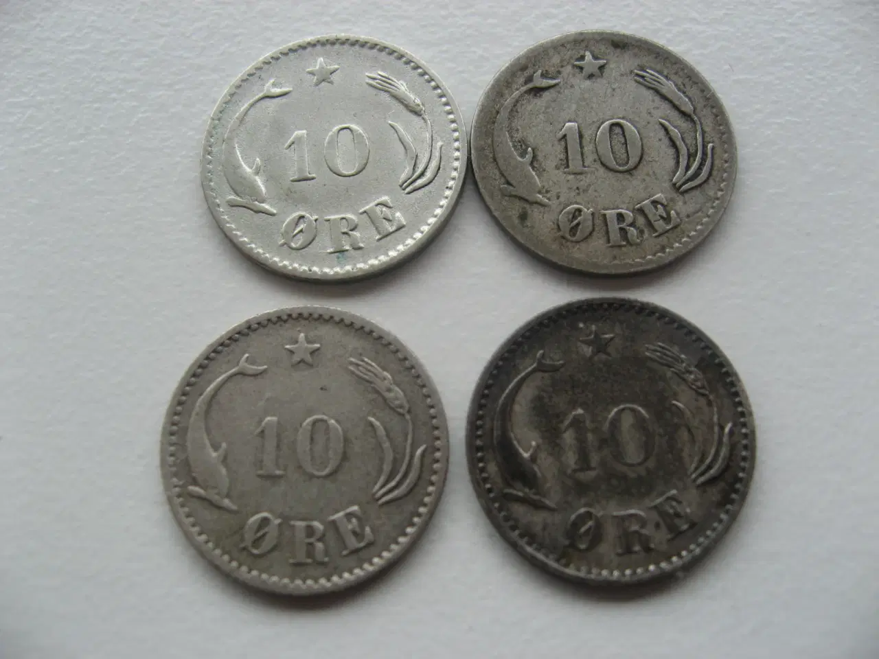 Billede 2 - Pæne delfin sølv 10 ører 1874,75,89,91 samlet pris