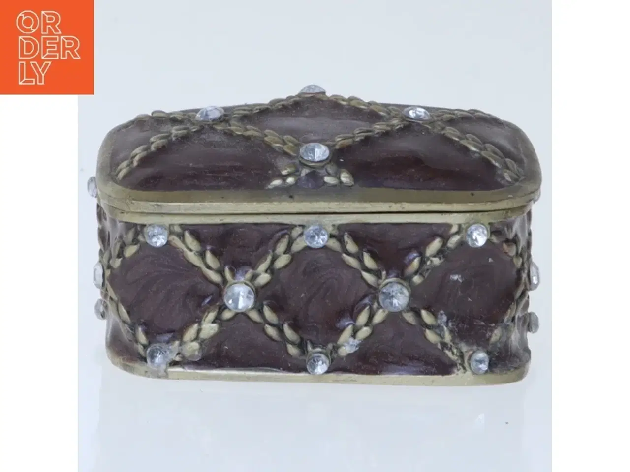 Billede 4 - Dekorativ smykkeskrin med ædelstene (str. 5x4x2,5 cm)