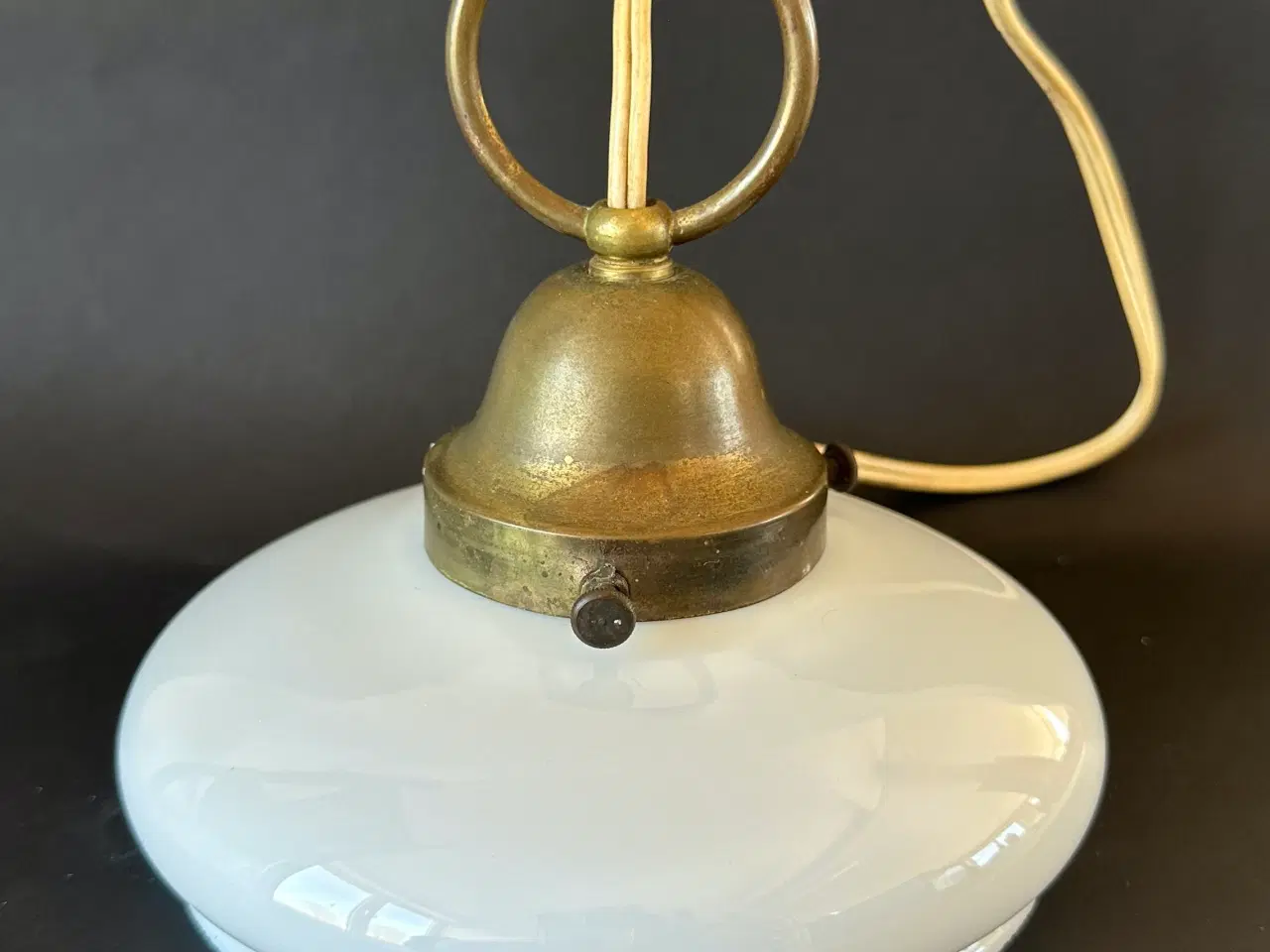 Billede 5 - Gammel pendel lampe, Messing, porcelæn lampeskærm