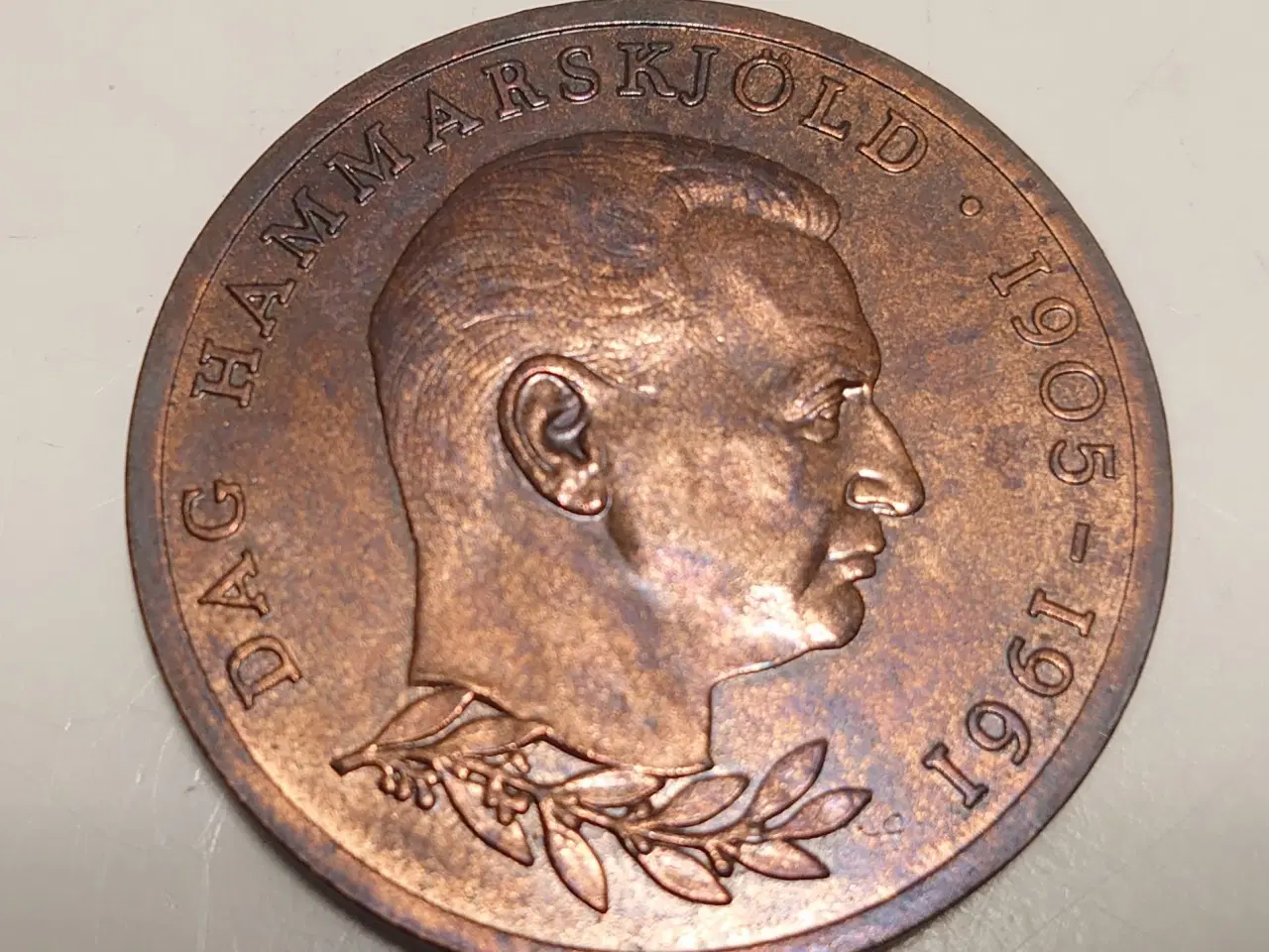 Billede 1 - Kobber mønt 1962. Erindringsmønt Dag Hammerskjöld