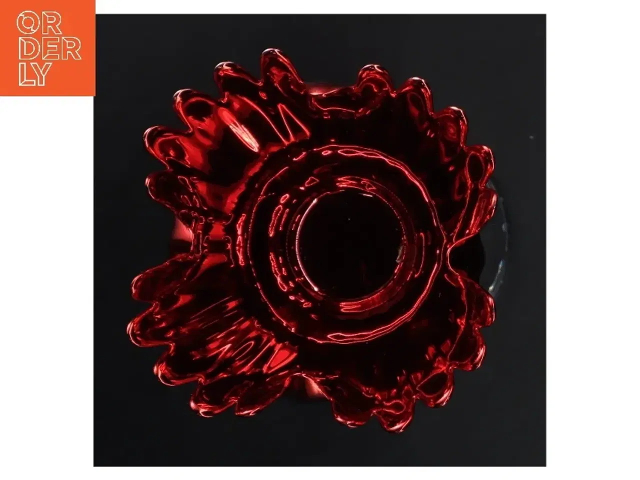 Billede 2 - Rød glasvase på fod fra Krifon (str. 11x20 cm)