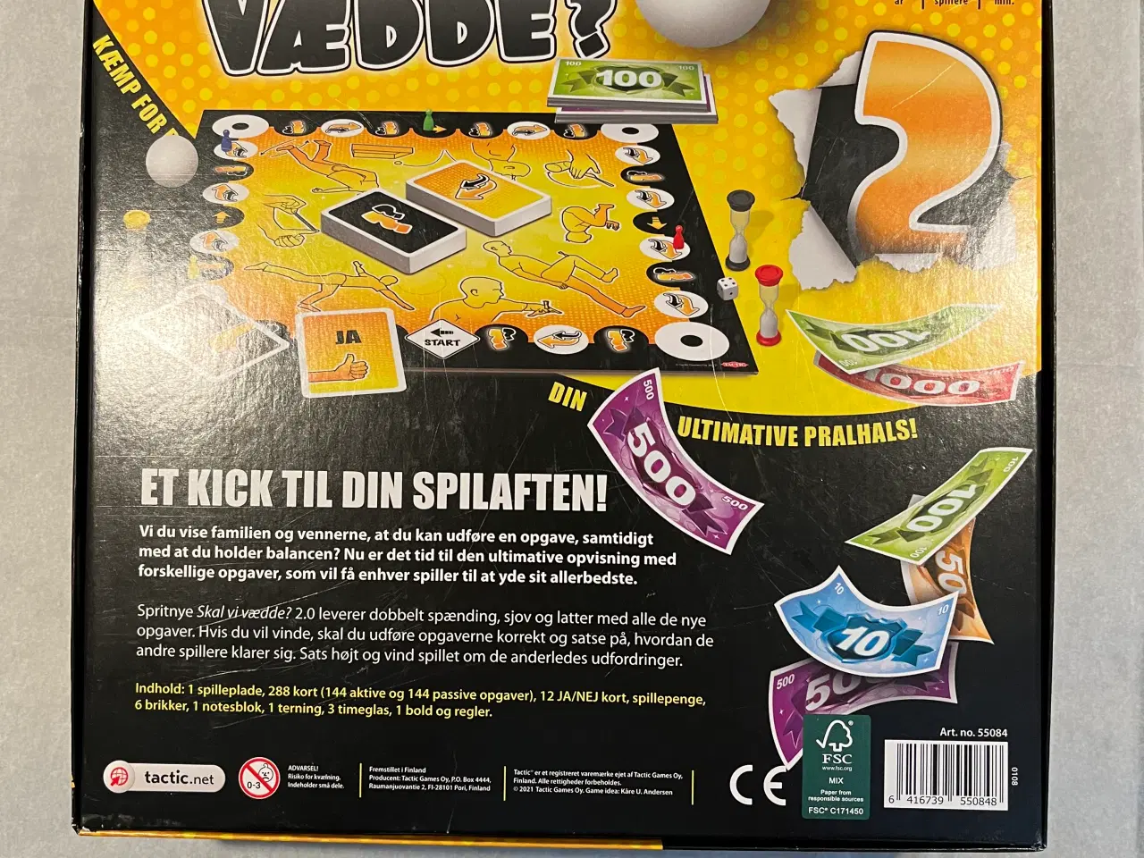 Billede 2 - Tactic Skal Vi Vædde? Brætspil med kort og terning