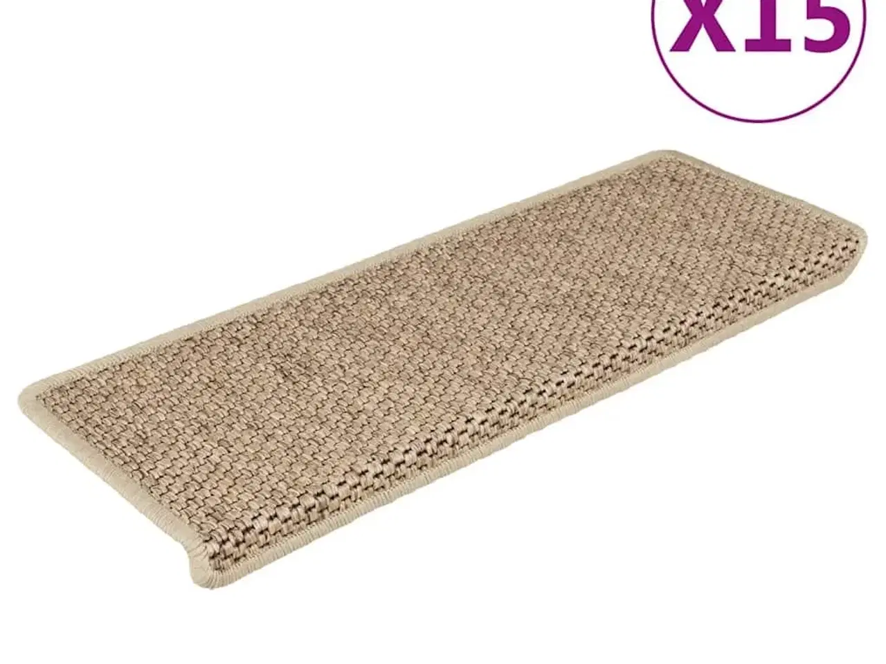 Billede 1 - Selvklæbende trappemåtter 15stk. 65x21x4cm sisal-look sandfarve