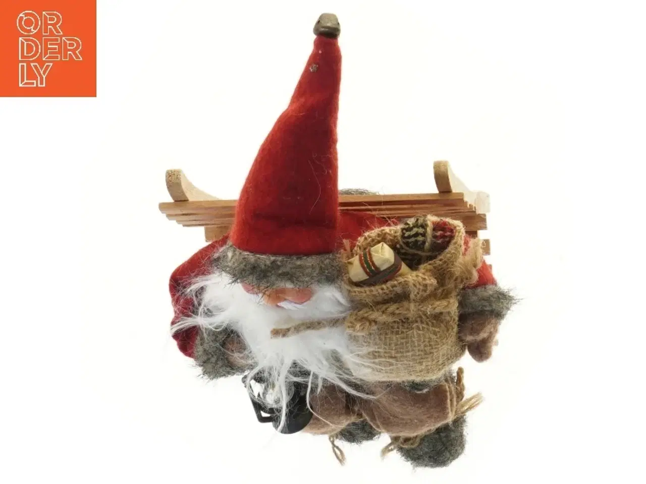Billede 2 - Julemand dekoration på bænk (str. 16x25x9 cm)