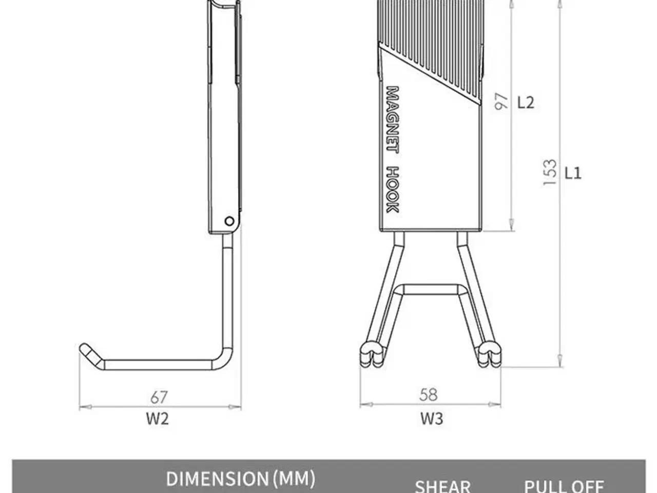 Billede 4 - 4 stk. Magnetisk krog MH1-D – dobbeltkrog med 12 kg trækkraft