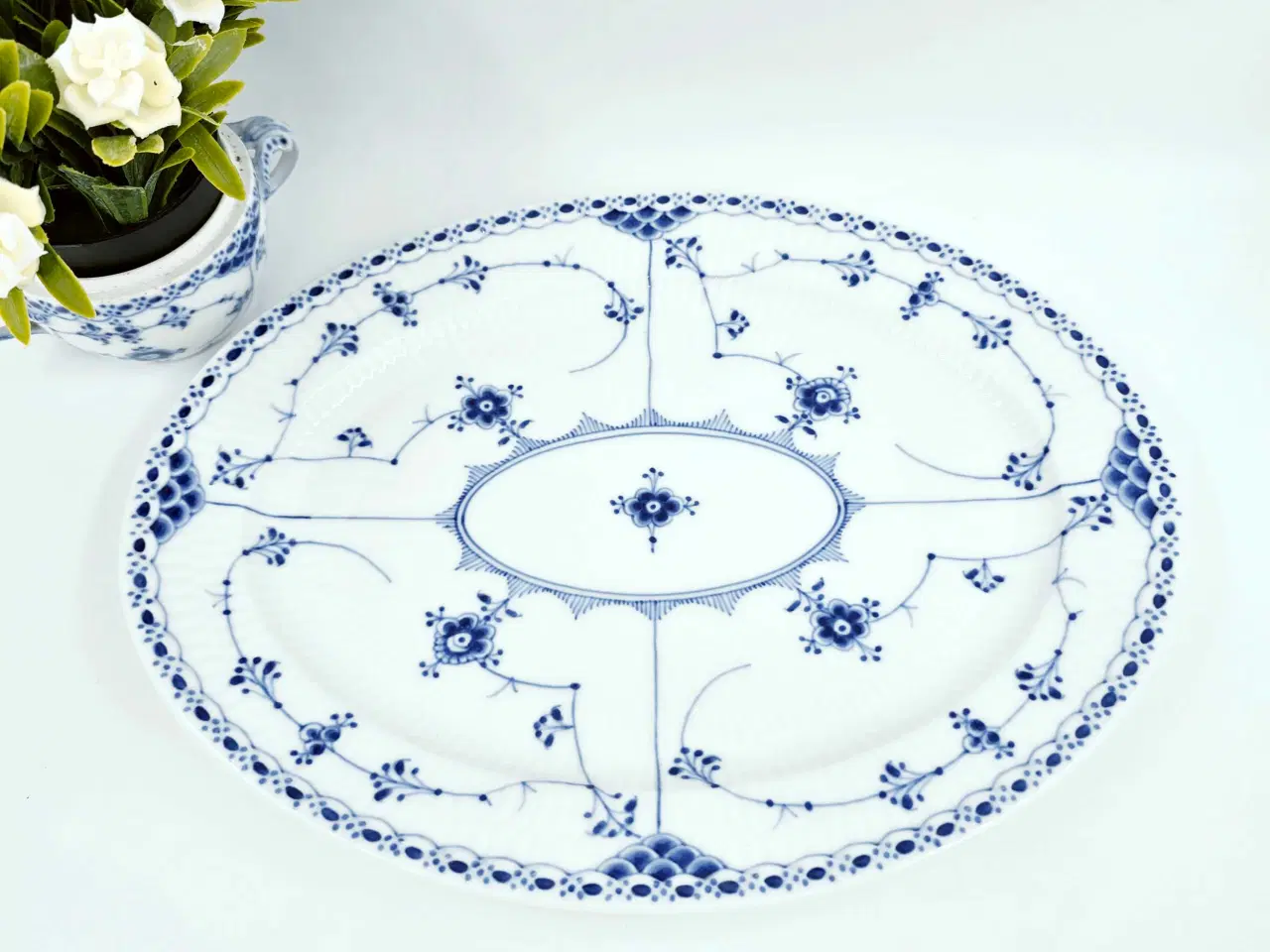 Billede 3 - Musselmalet Halvblonde ovalt fad Porcelæn 