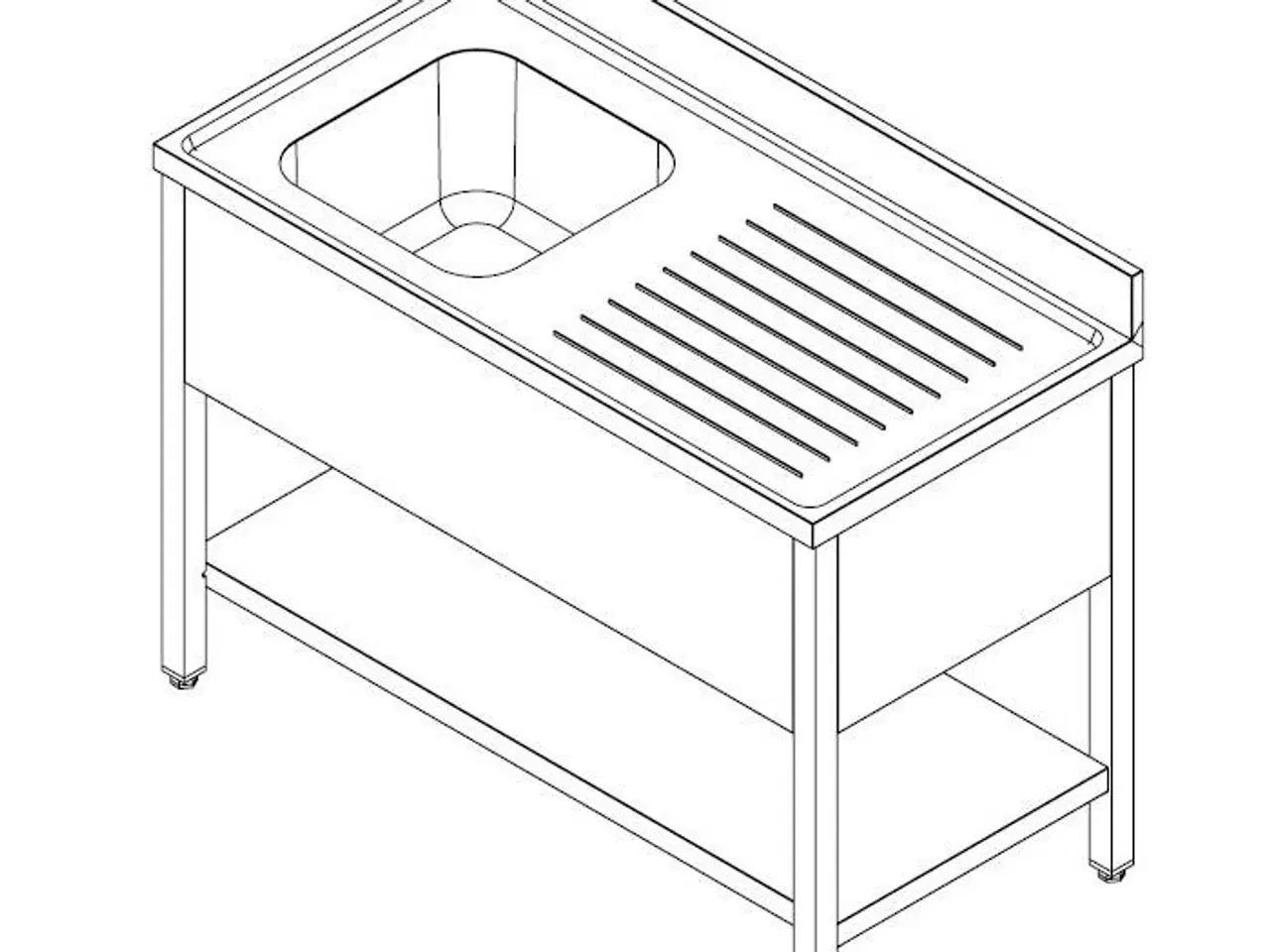 Billede 2 - Stålbord med vask – 120x60x85 cm