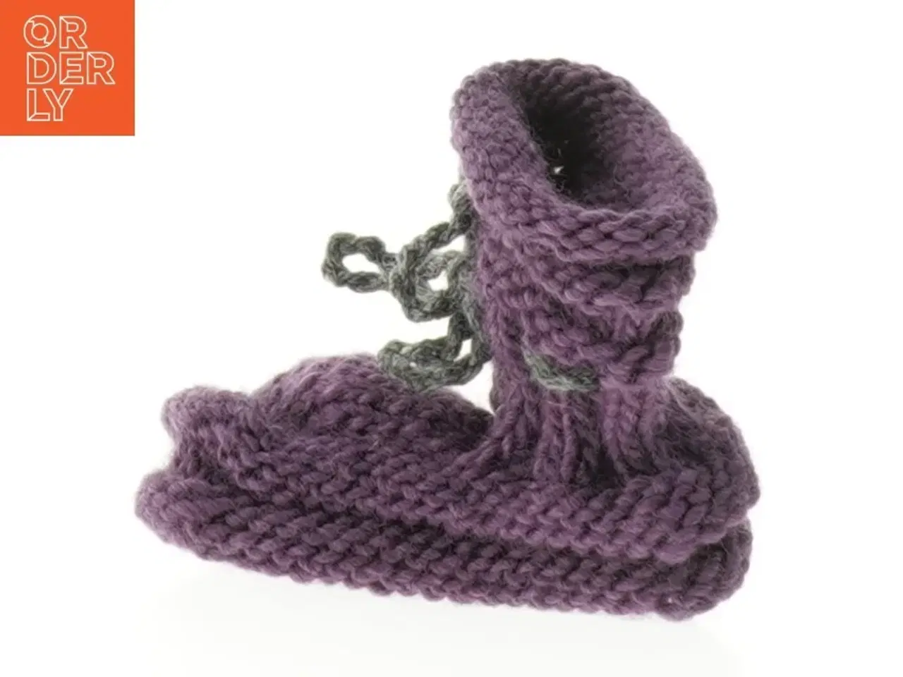 Billede 1 - Strikkede babystøvler i lilla (str. 11 cm)