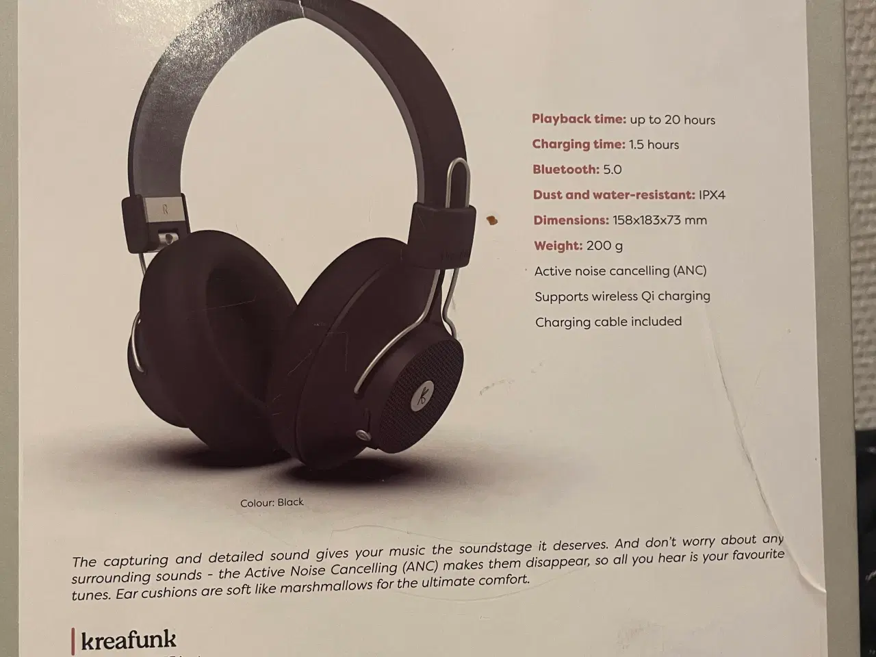 Billede 2 - Kreafunk aBEAT Qi Over-Ear Bluetooth headphones 