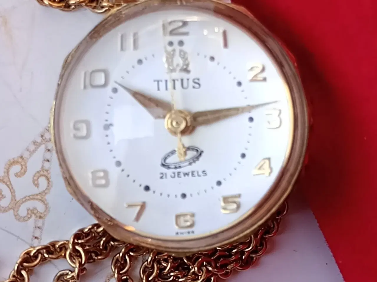 Billede 3 - Schweizisk Titus automatisk ur med kæde af 18 kara